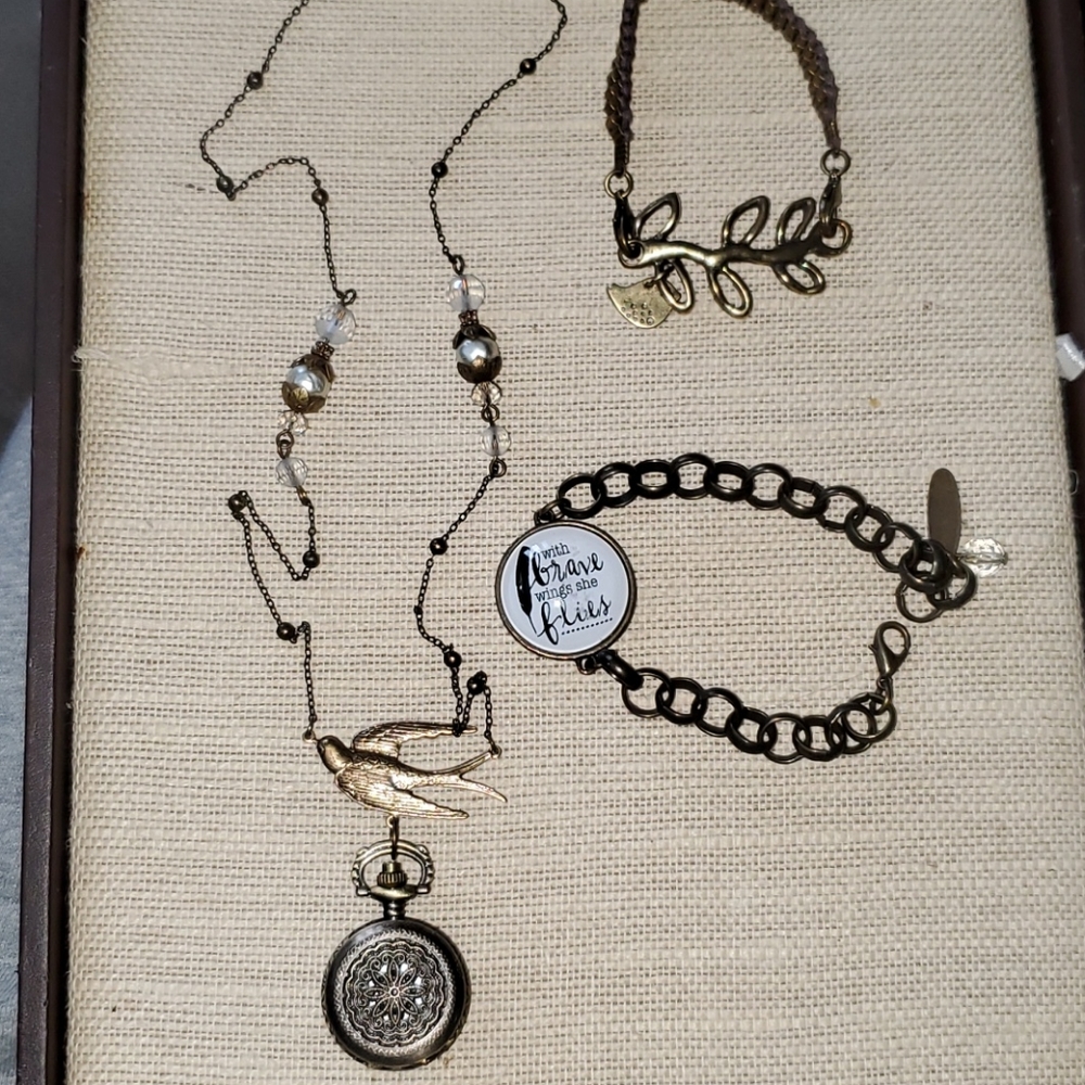 Set of Brass Bird Jewelry Pieces